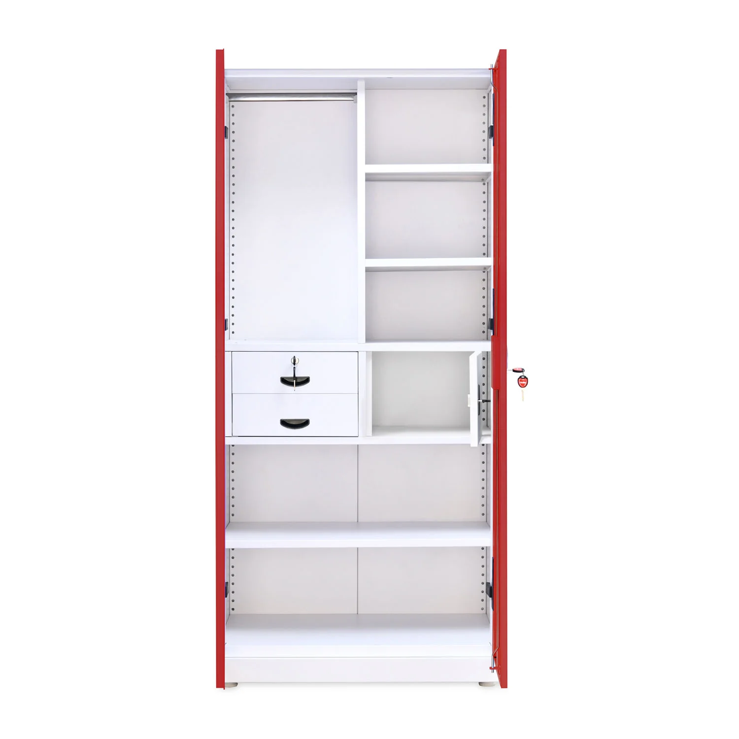 Nilkamal Olympus 2 Door with Mirror Steel Wardrobe (Cherry Red / White) - Image 6