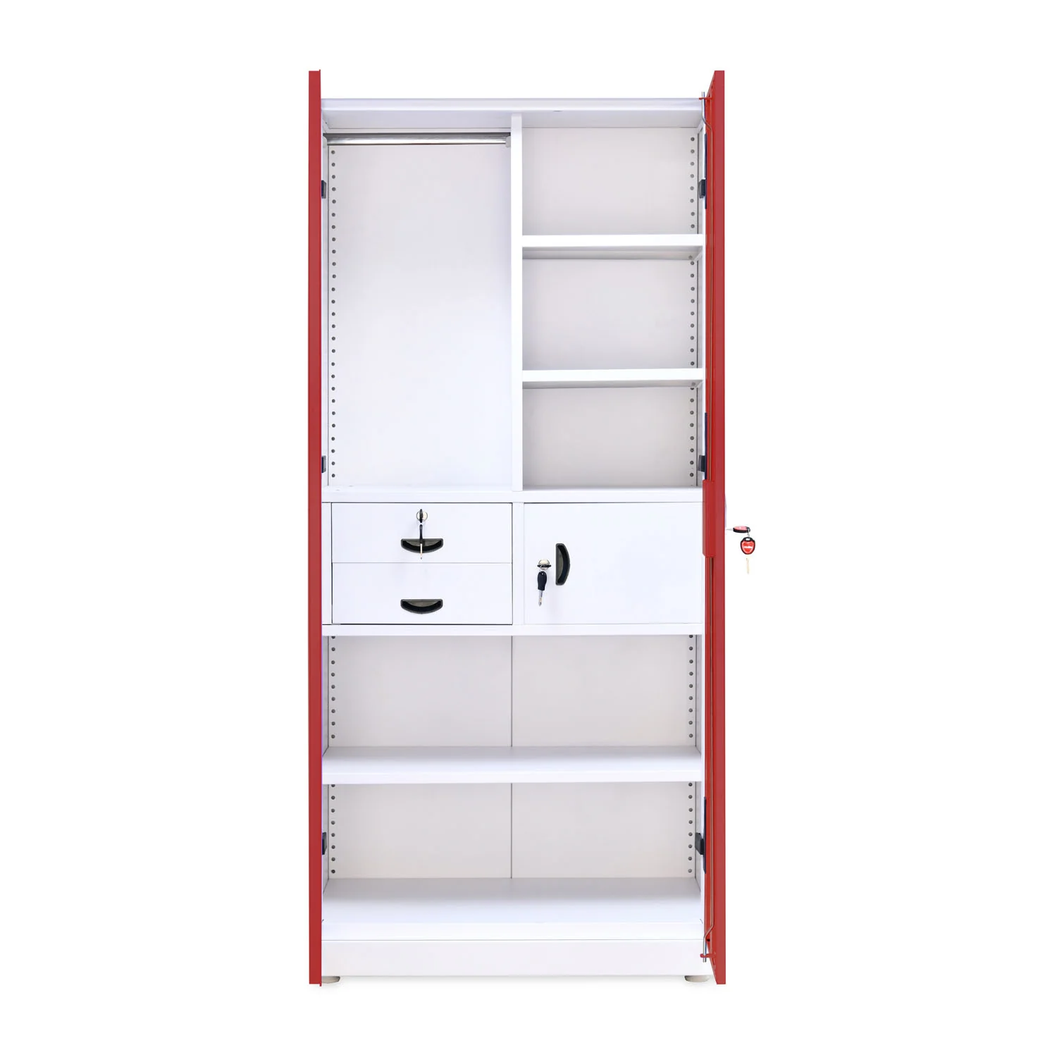 Nilkamal Olympus 2 Door with Mirror Steel Wardrobe (Cherry Red / White) - Image 7