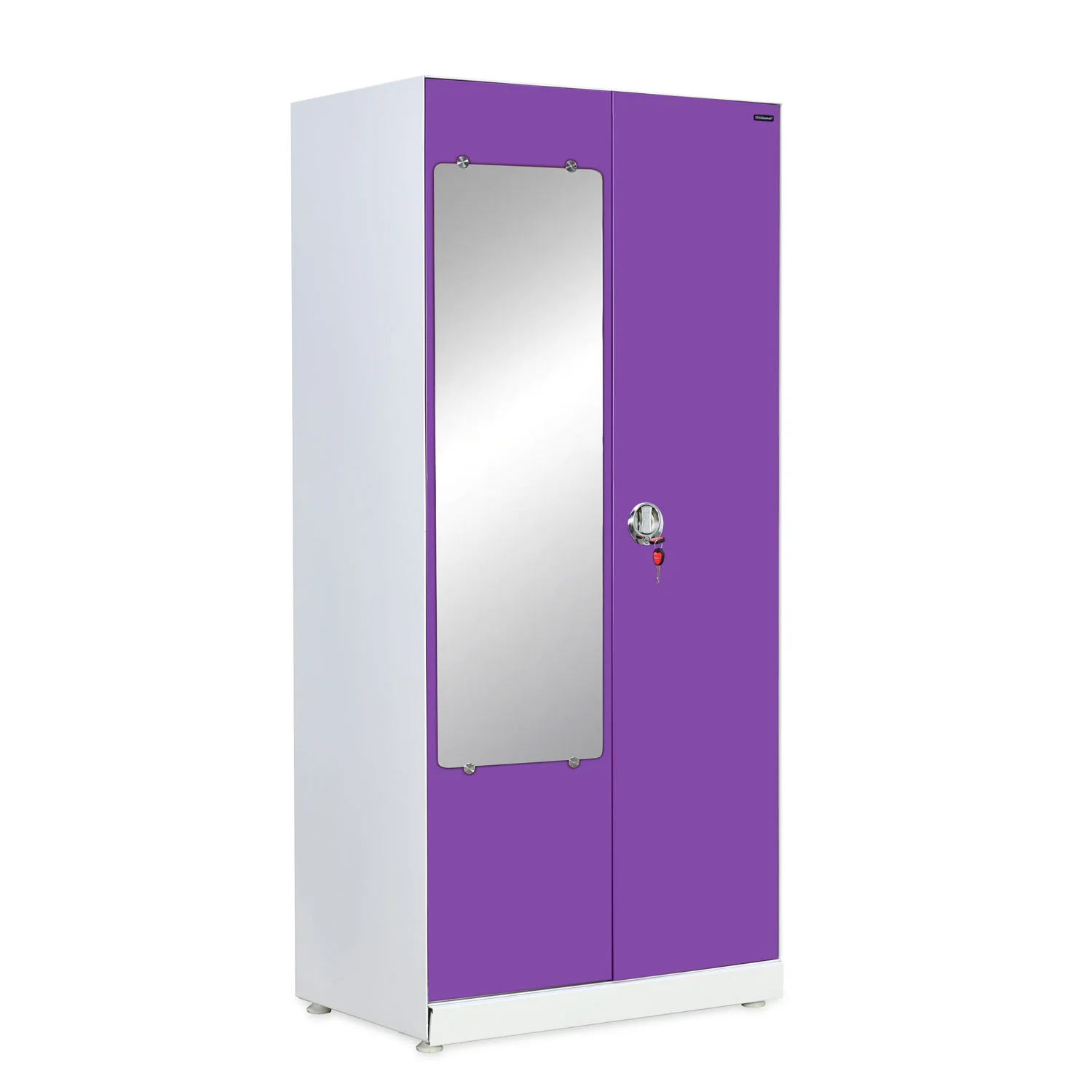 Nilkamal Olympus 2 Door with Mirror Steel Wardrobe (Voilet / White) - Image 3