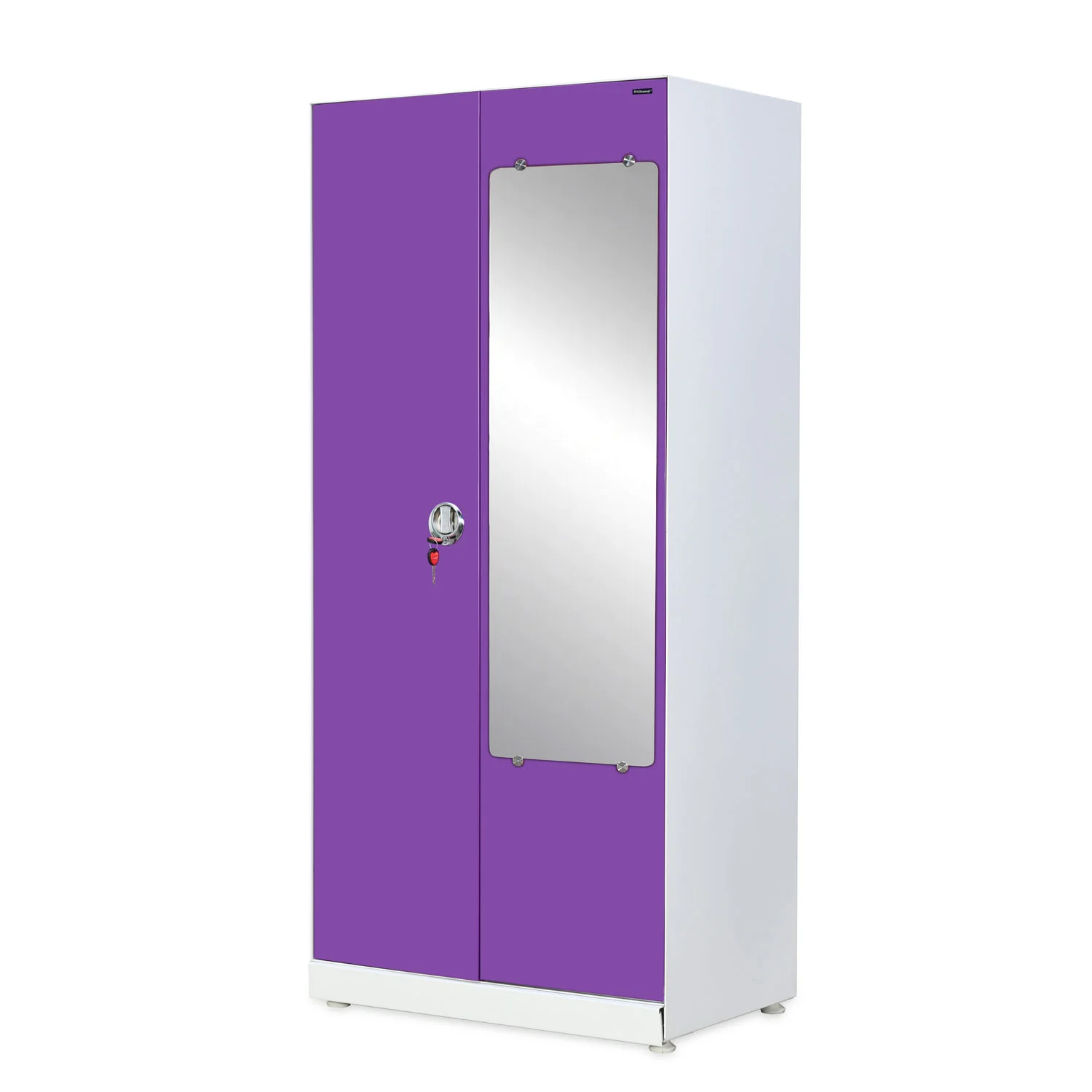 Nilkamal Olympus 2 Door with Mirror Steel Wardrobe (Voilet / White) - Image 4