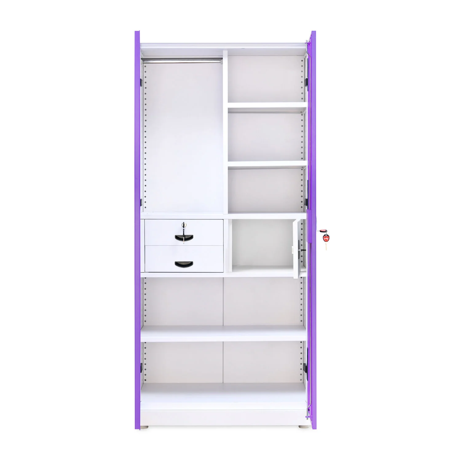 Nilkamal Olympus 2 Door with Mirror Steel Wardrobe (Voilet / White) - Image 5