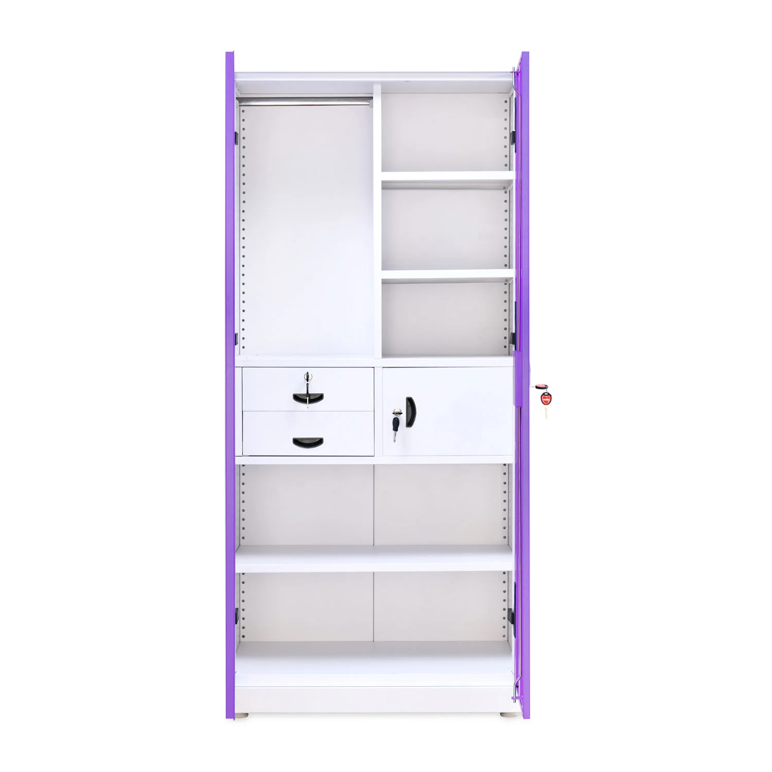 Nilkamal Olympus 2 Door with Mirror Steel Wardrobe (Voilet / White) - Image 6
