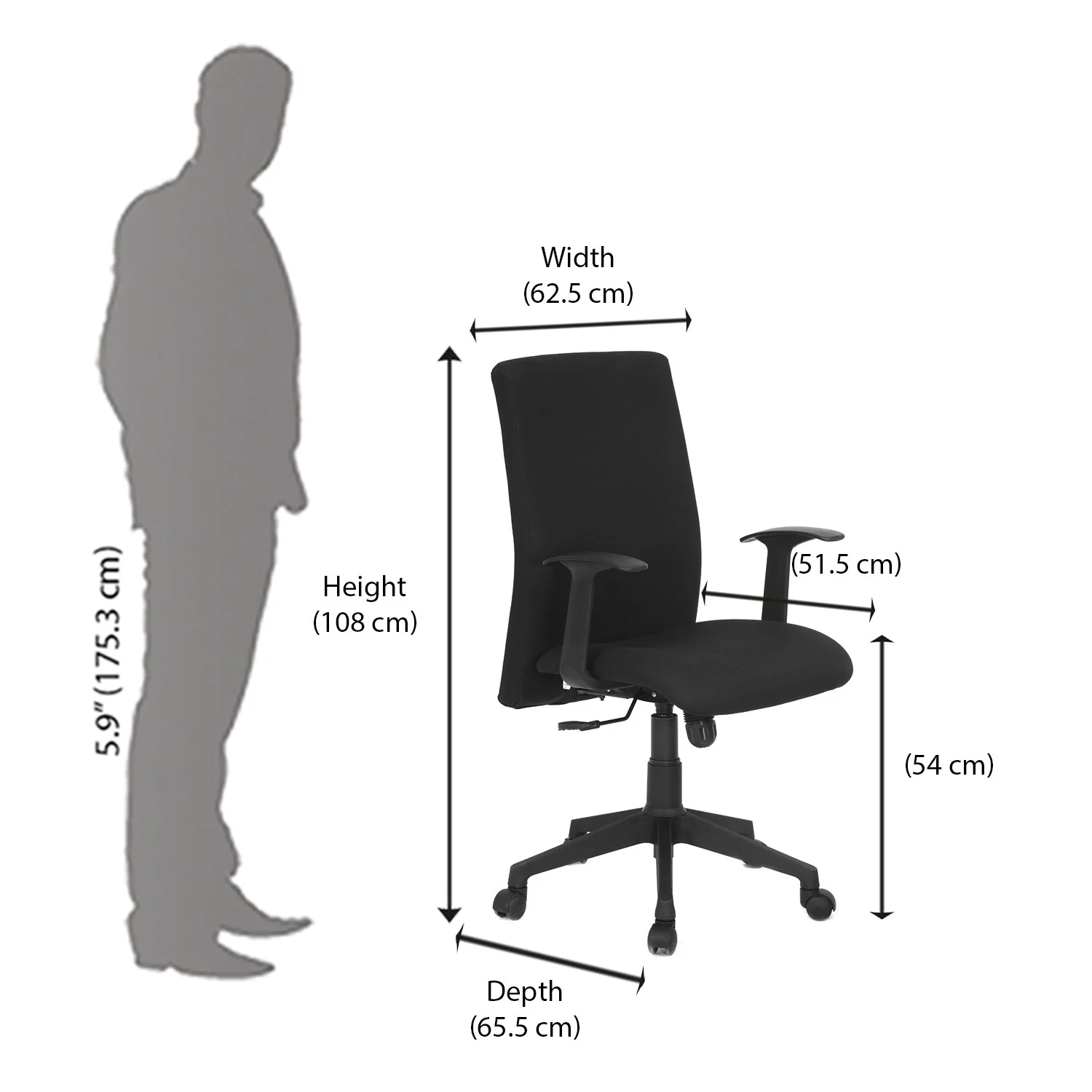 Nilkamal Optima High Back Chair (Black) - Image 11