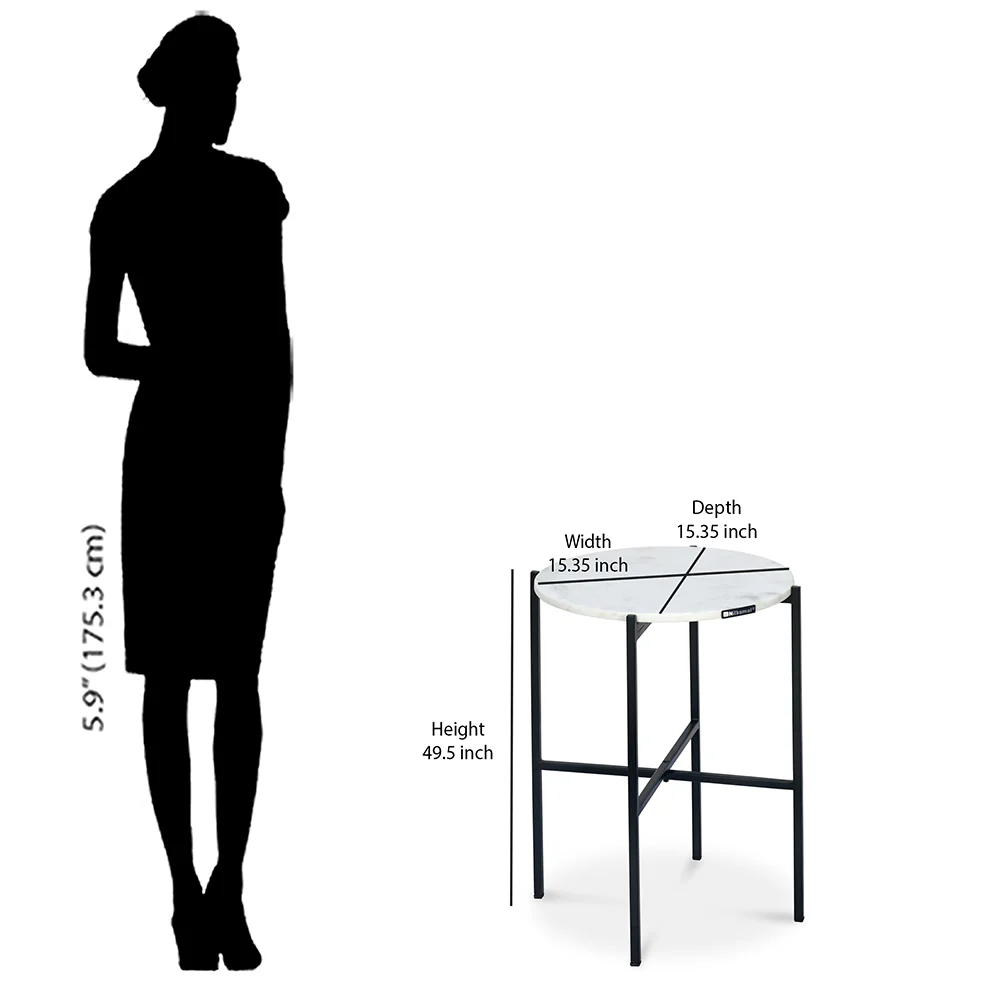 Nilkamal Otrac Marble Side Table (White) - Image 7