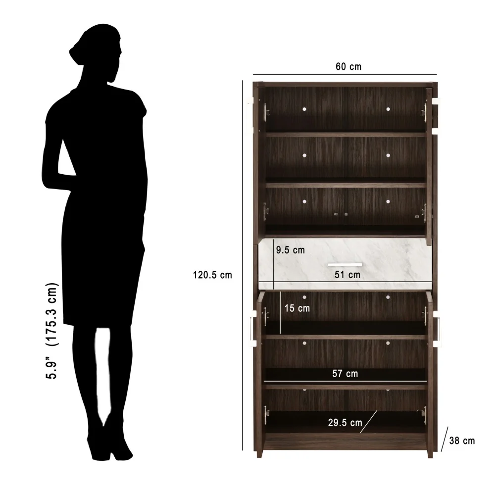 Nilkamal Ozark Shoe Cabinet (Ash wenge / Marble Beige) - Image 9