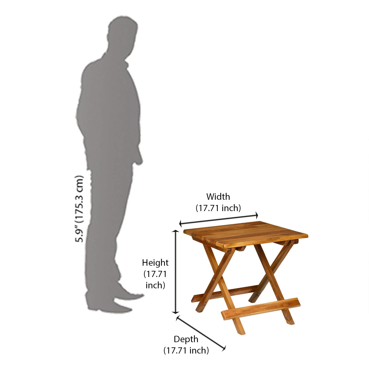 Nilkamal Pablo Teak Wood Folding Table (Natural Walnut) - Image 10