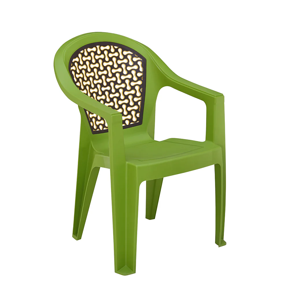 Nilkamal Paradise Plastic Arm Chair (Lush Green, Season Rust Brown & Mustard Yellow) - Image 3
