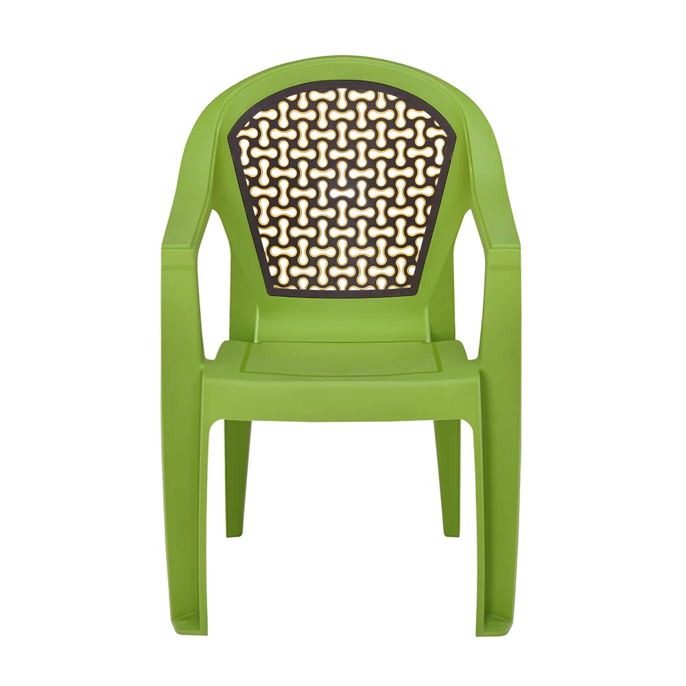 Nilkamal Paradise Plastic Arm Chair (Lush Green, Season Rust Brown & Mustard Yellow) - Image 4