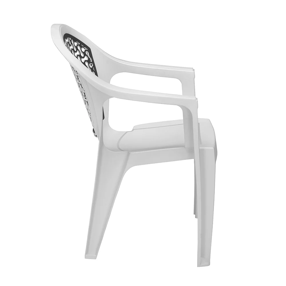 Nilkamal Paradise Plastic Arm Chair (Milky White & Black) - Image 4
