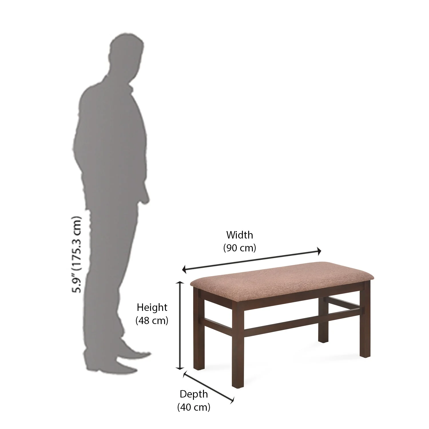 Nilkamal Peak Multi Use Medium Sitting Bench for Living Room | Dining Room (Cappuccino) - Image 8