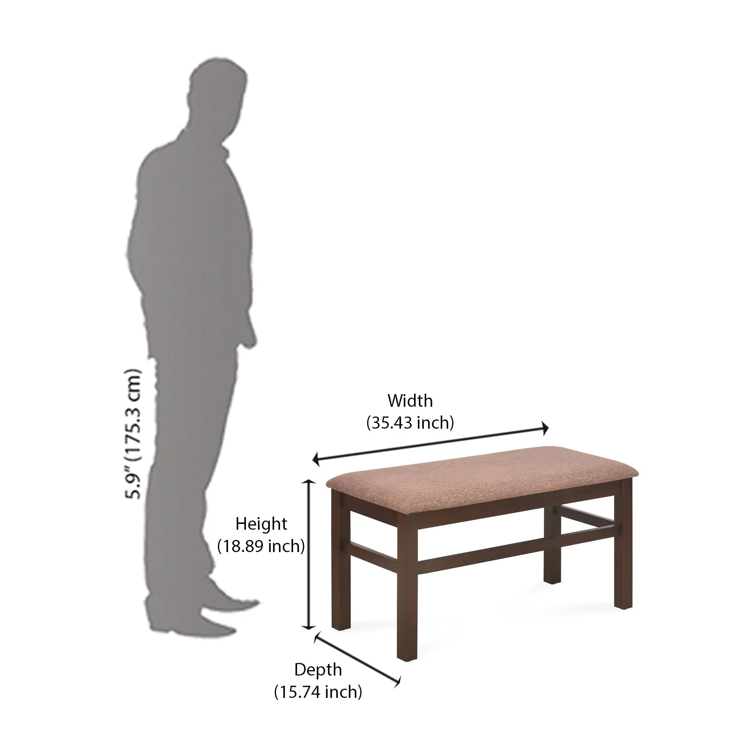 Nilkamal Peak Multi Use Medium Sitting Bench for Living Room | Dining Room (Cappuccino) - Image 9