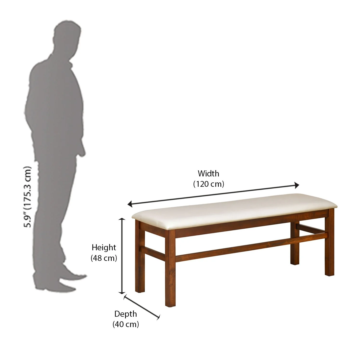 Nilkamal Peak Multi Use Long Sitting Bench for Living Room | Dining Room (Light Cappuccino) - Image 8