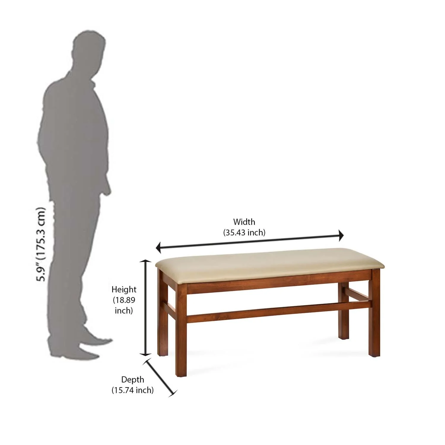 Nilkamal Pearl Multi Use Medium Sitting Bench for Living Room | Dining Room (Cappuccino) - Image 9