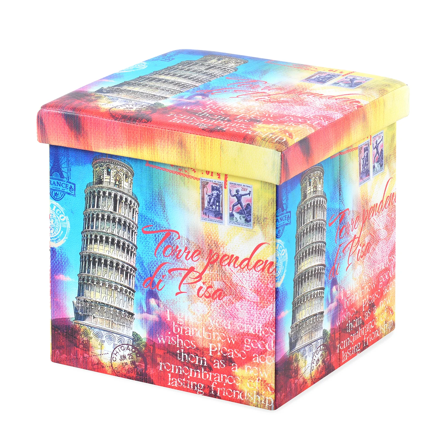 Nilkamal Pisa Folding Storage Ottoman (Blue / Pink) - Image 3