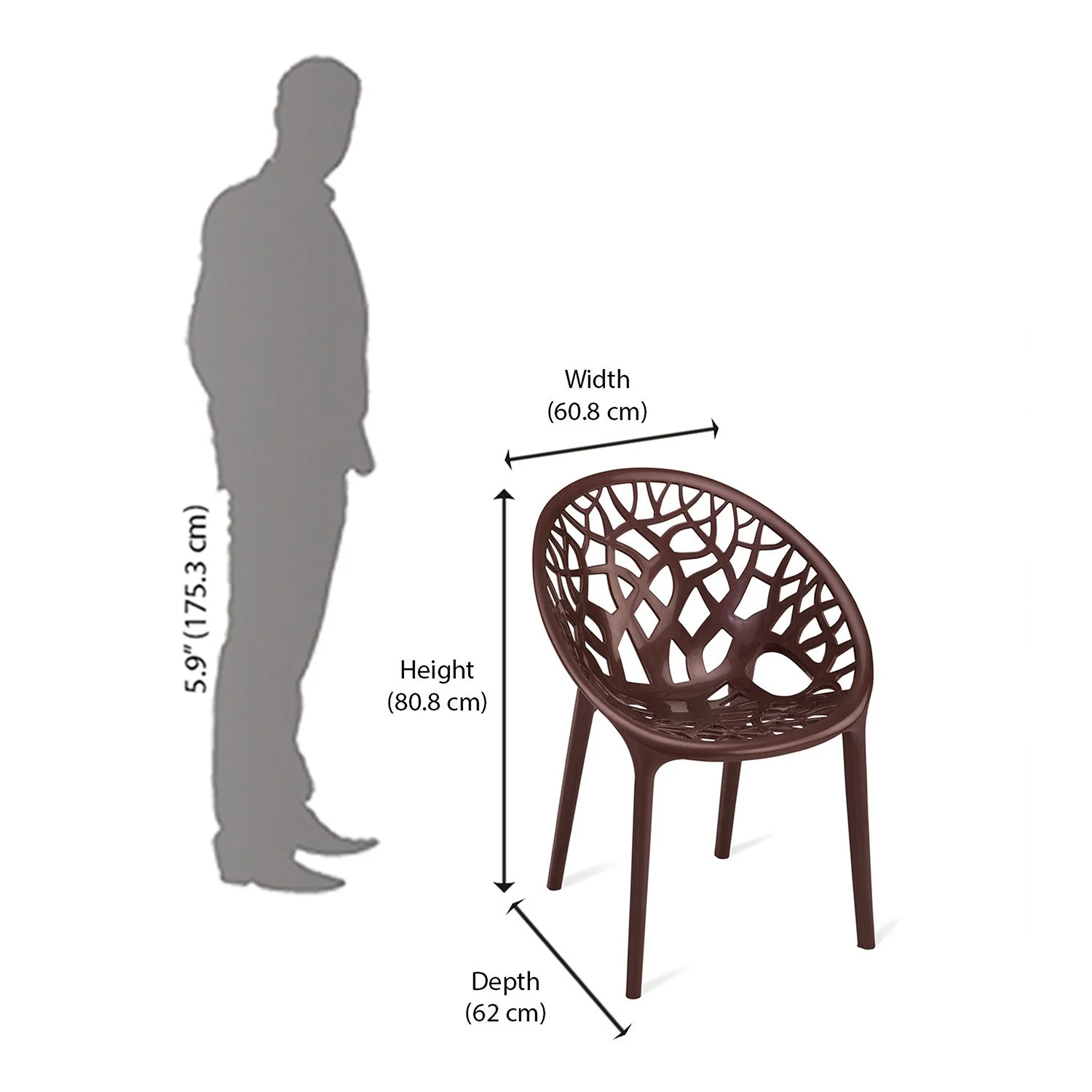 Nilkamal Crystal Polypropylene Premium Chair (Brown) - Image 5