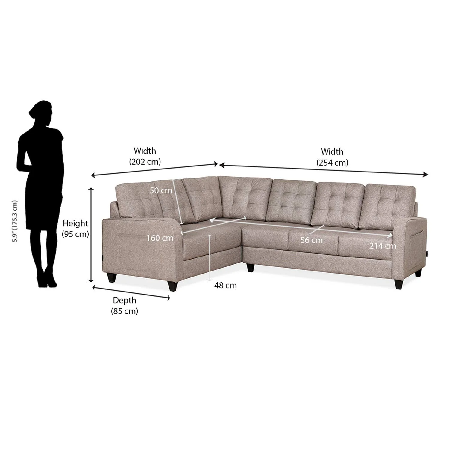 Nilkamal Protean Lounger RH Sofa (Light Brown) - Image 7