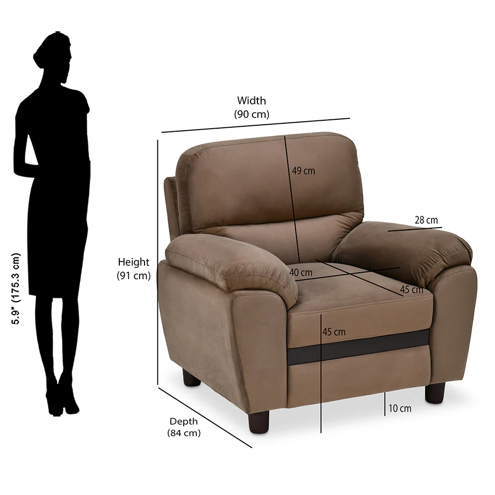Nilkamal Rebecca 1 Seater Velvette Sofa (Brown) - Image 9