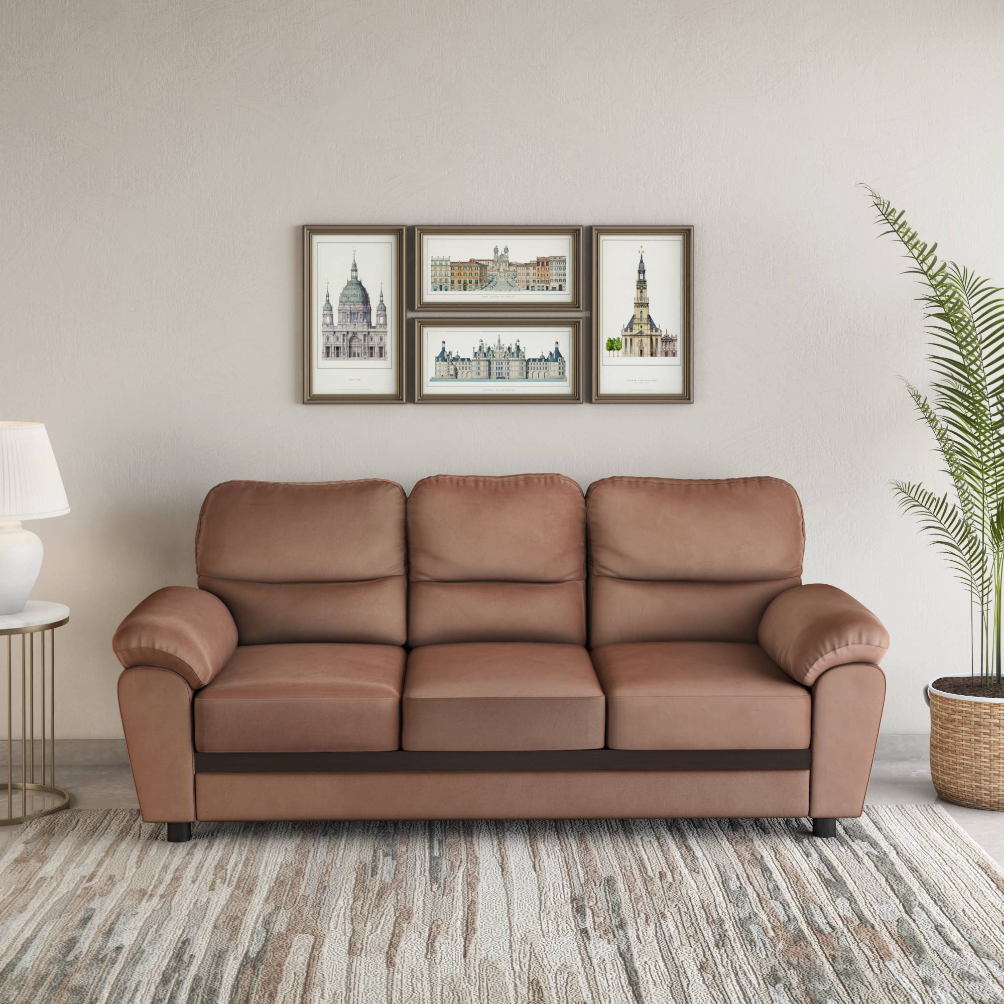 Nilkamal Rebecca Fabric 3 Seater Sofa (Brown) - Image 2