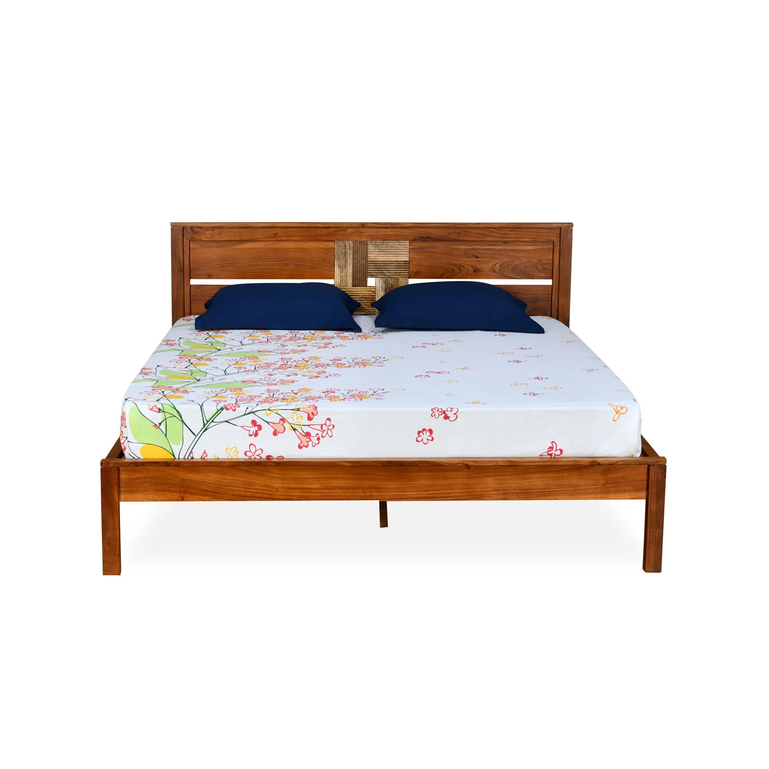 Nilkamal Relaxo Solid Wood Queen Bed (Honey Walnut) - Image 4
