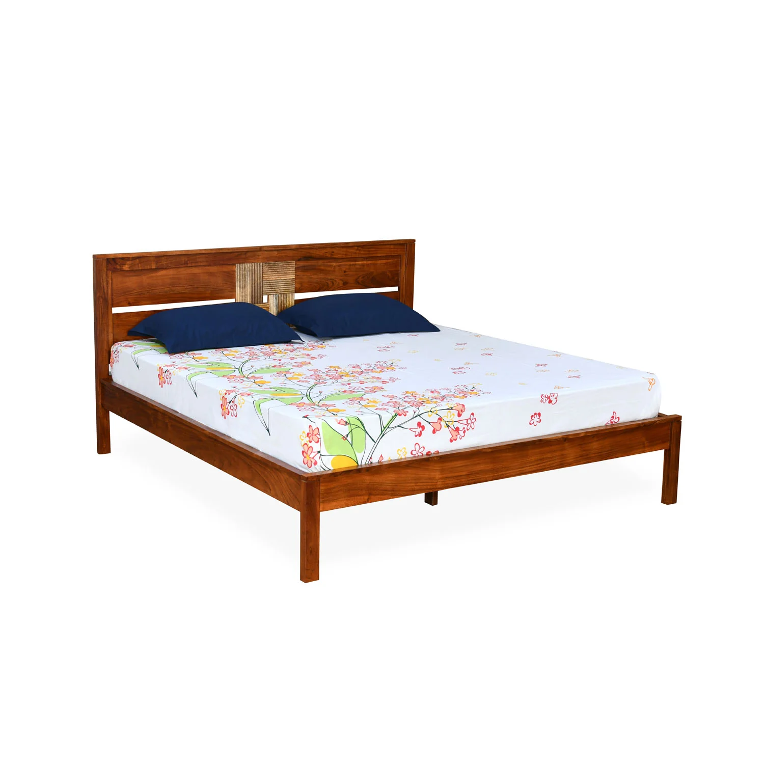 Nilkamal Relaxo Solid Wood Queen Bed (Honey Walnut) - Image 5