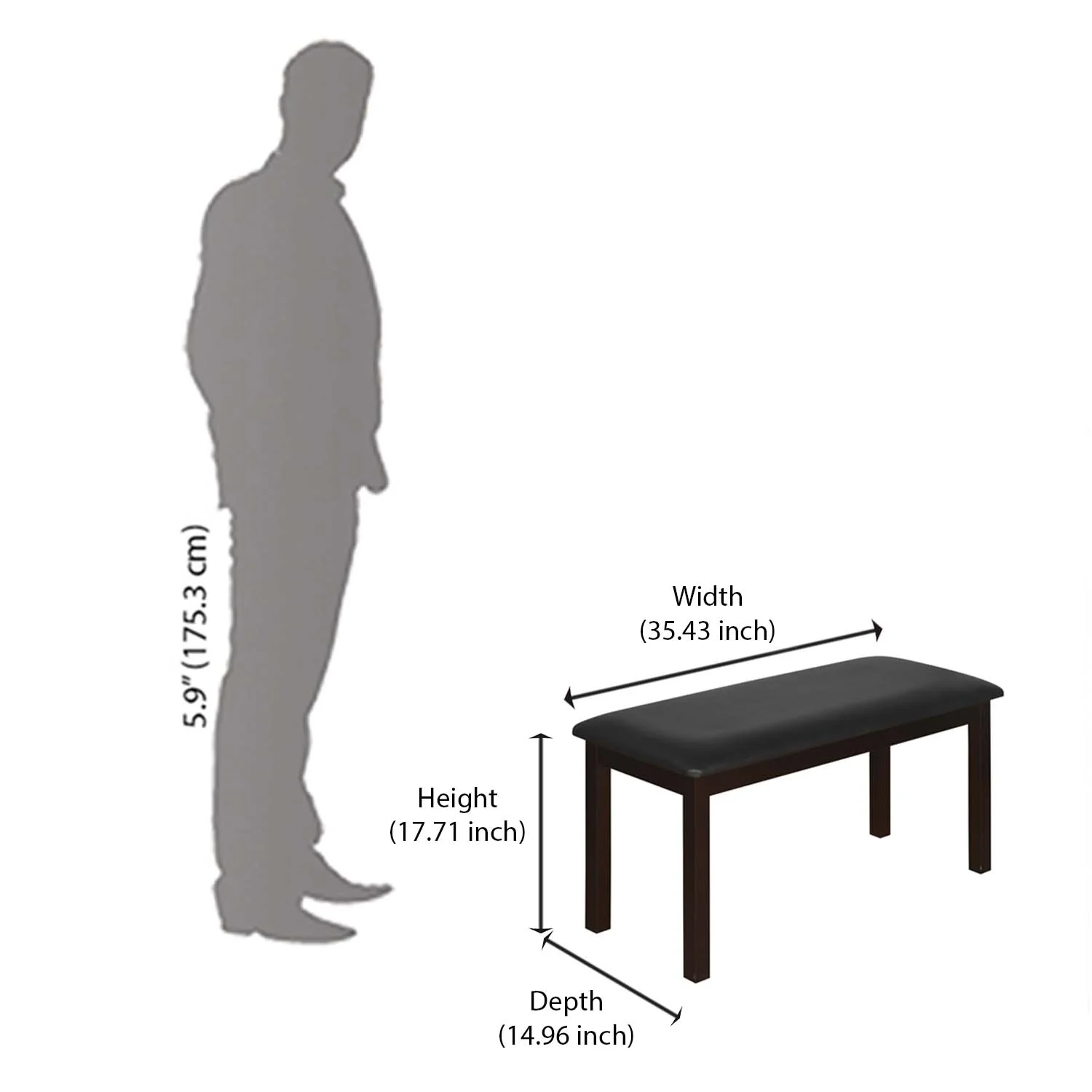 Nilkamal Ridge Multi Use Medium Sitting Bench for Living Room | Dining Room (Dark Cappuccino) - Image 7