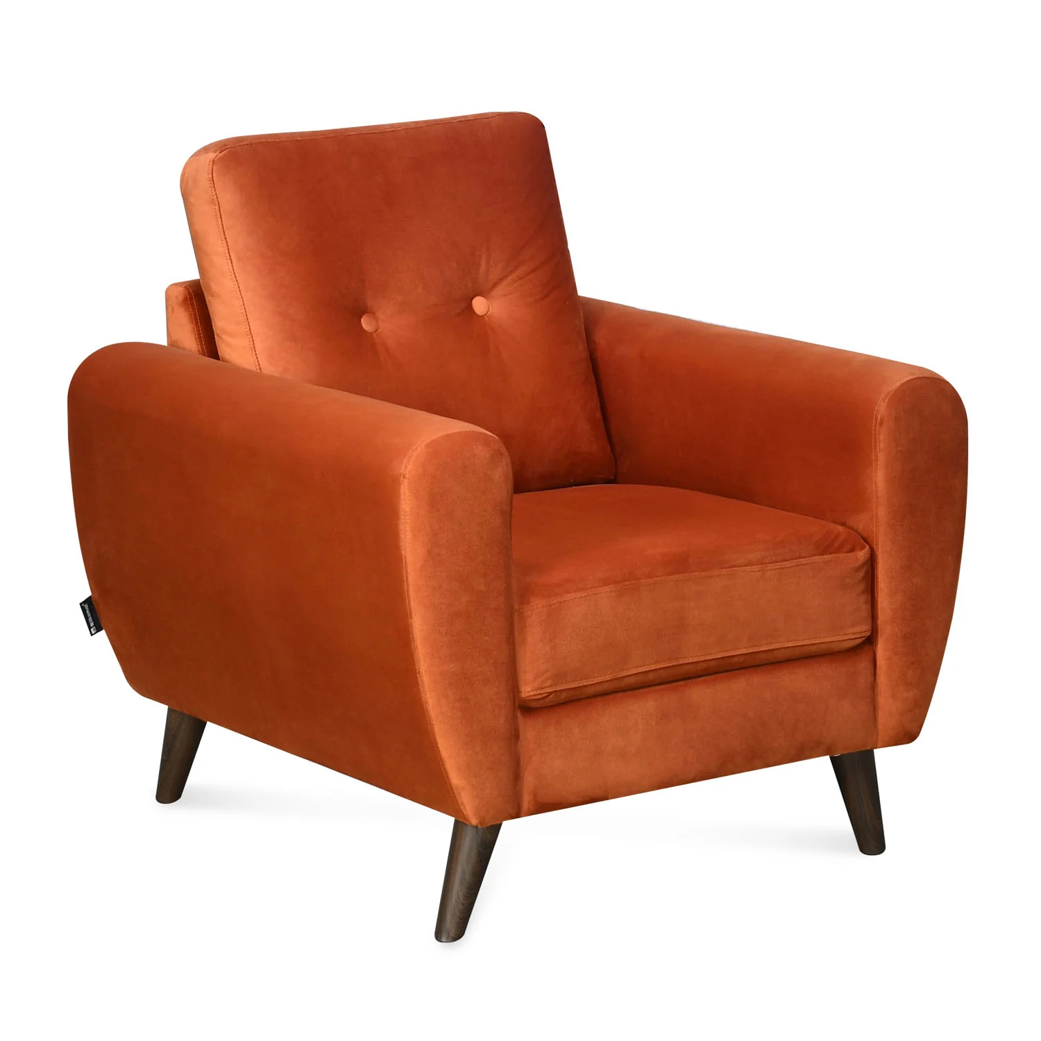 Nilkamal Rockingham Fabric 1 Seater Sofa (Rust Orange) - Image 3