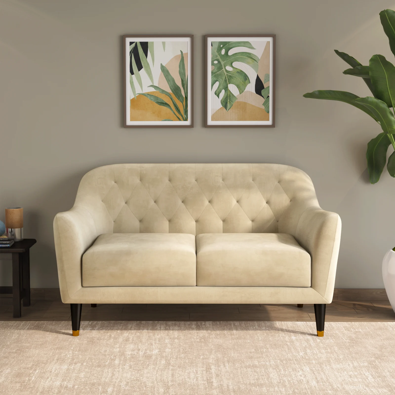 Nilkamal Roslin Fabric 2 Seater Sofa (Beige) - Image 2