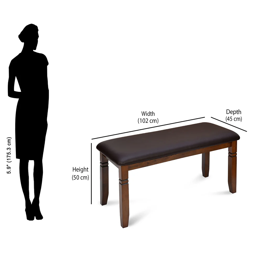 Nilkamal Rover 4 Seater Dining Set with Bench (Walnut Brown) - Image 22