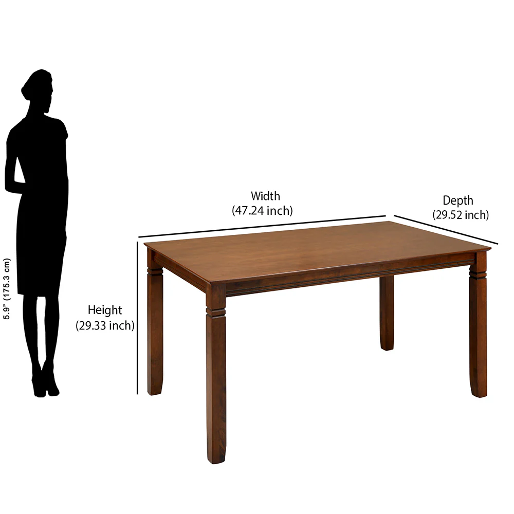 Nilkamal Rover 4 Seater Dining Table (Walnut Brown) - Image 8