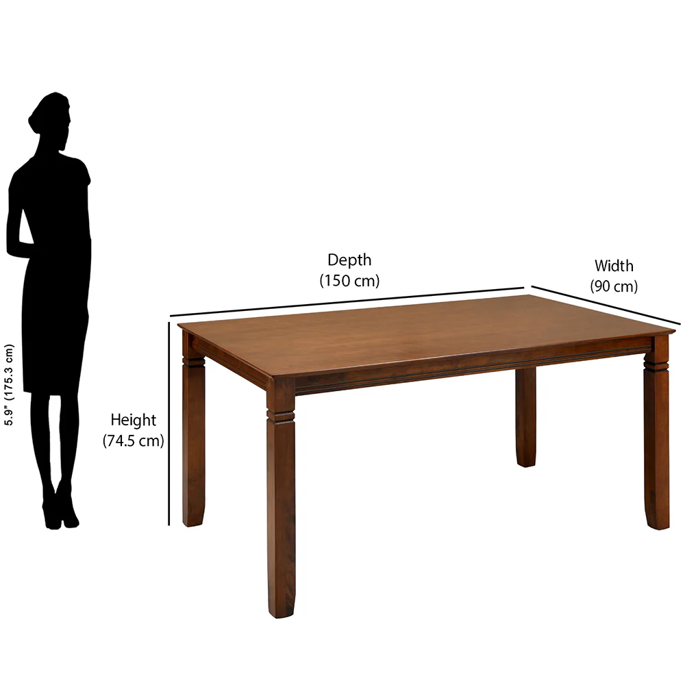 Nilkamal Rover 6 Seater Dining Table (Walnut Brown) - Image 8