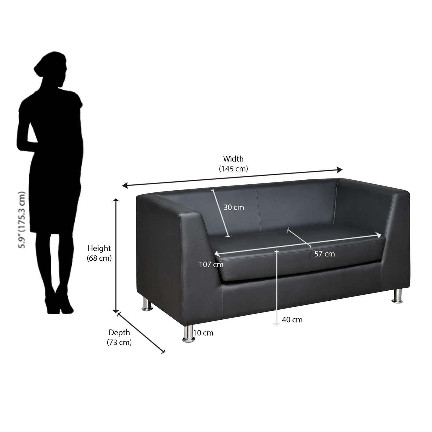 Nilkamal Russo 2 Seater Sofa (Cola Black) - Image 9