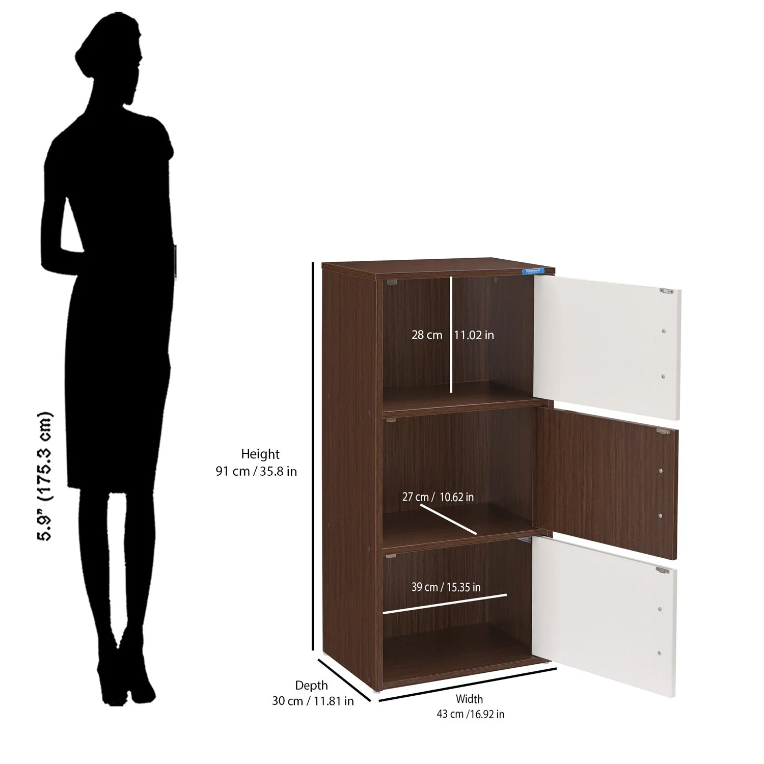 Nilkamal Sear 3 Tier Storage Cabinet (Oak/Frosty White) - Image 9