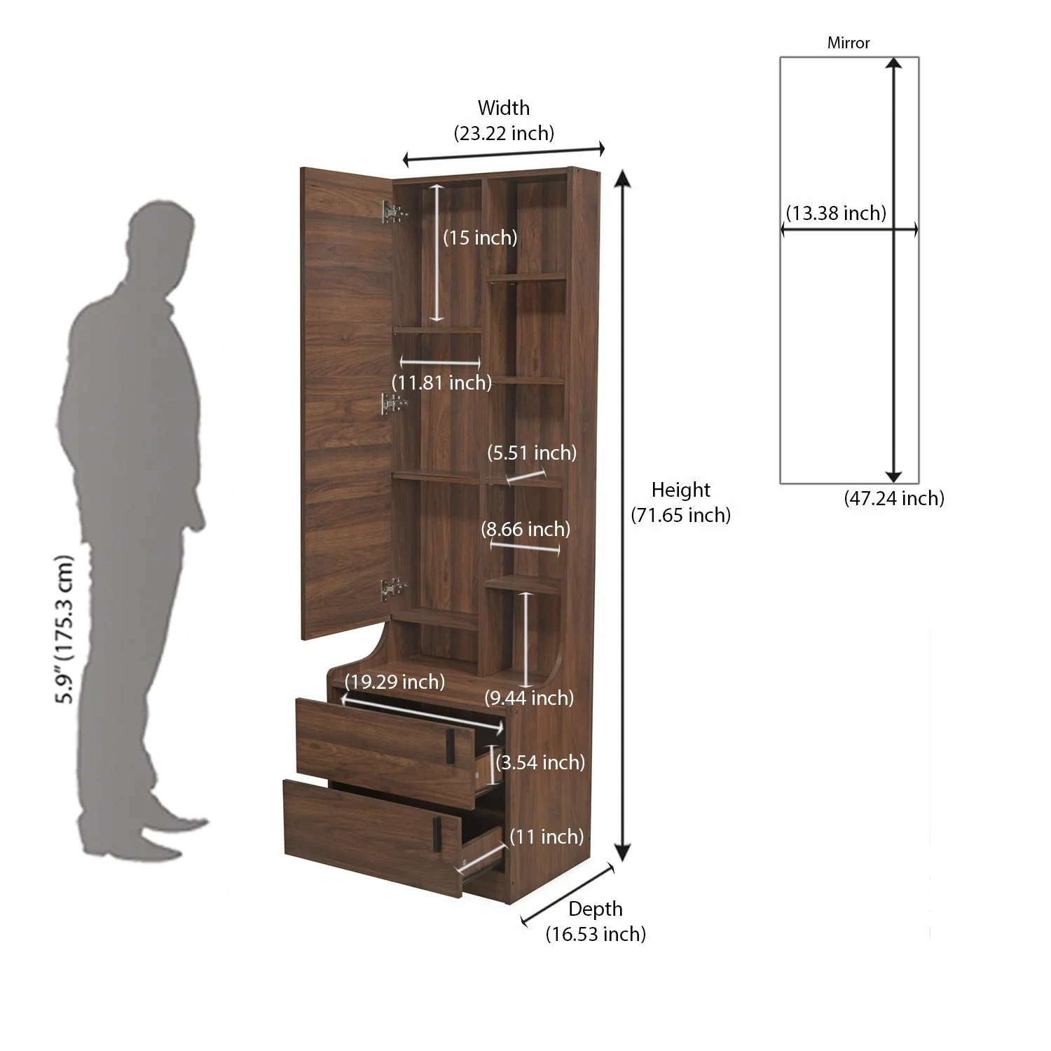 Nilkamal Serra Dresser with Mirror (Wenge) - Image 10