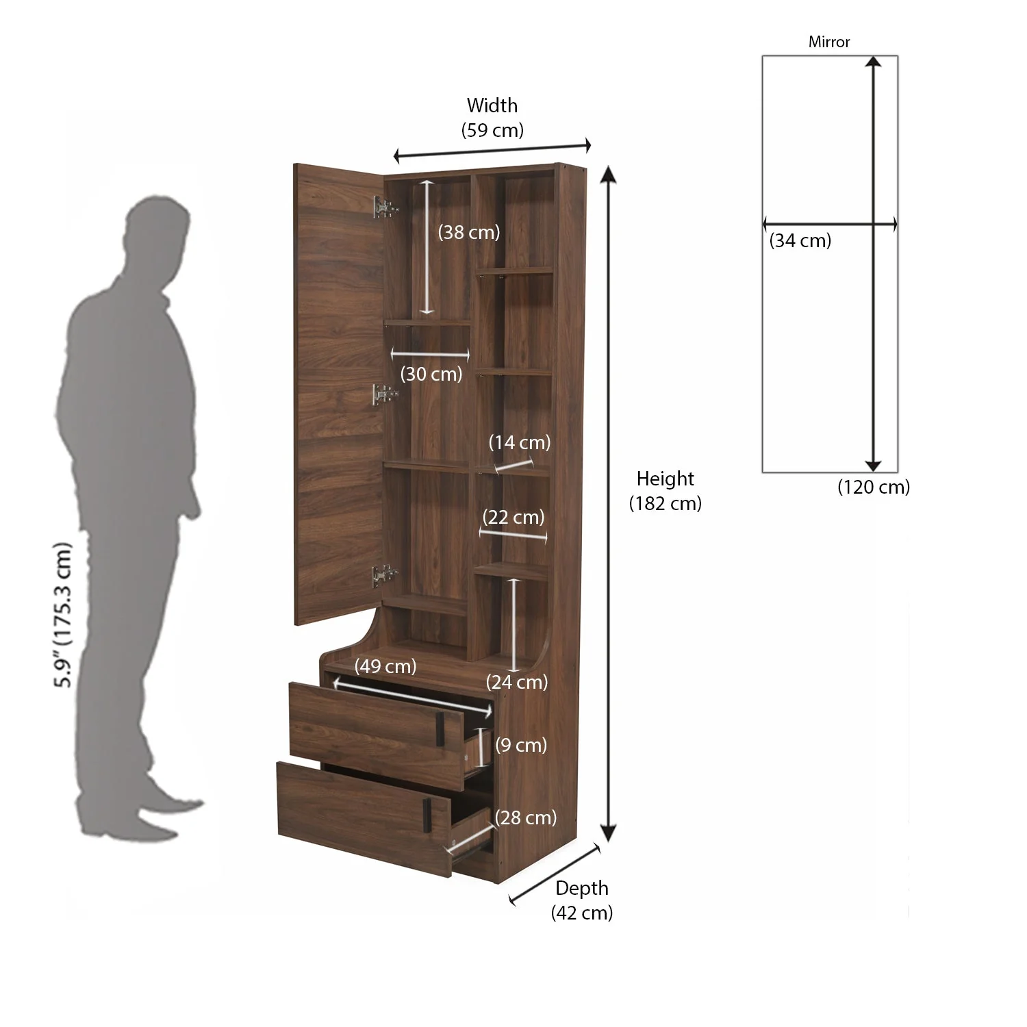 Nilkamal Serra Dresser with Mirror (Wenge) - Image 9