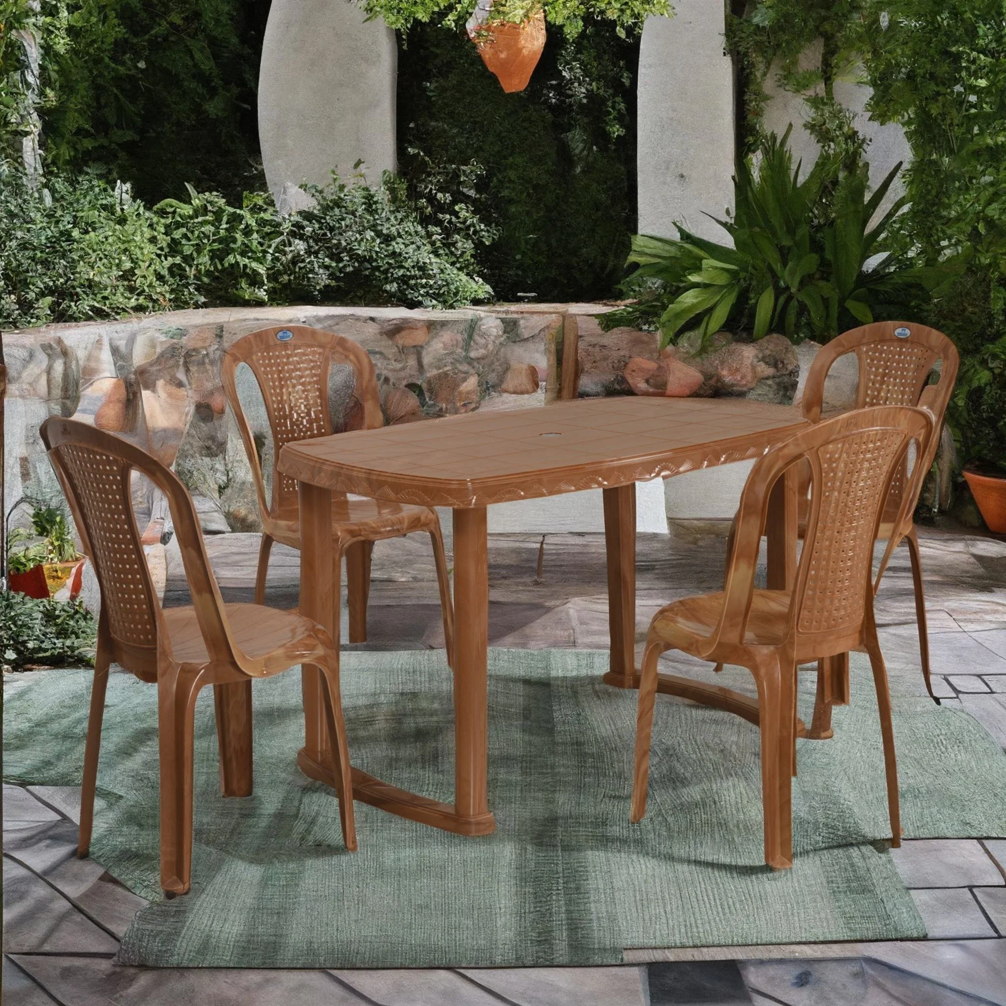 Nilkamal Shahenshah Plastic Rectangular 4 Seater Dining Table Set - Image 3