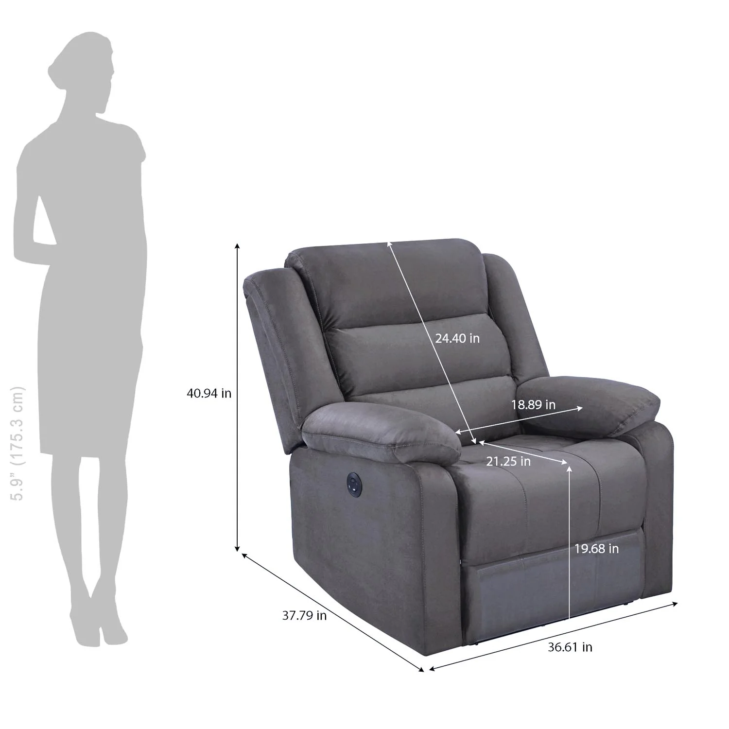 Nilkamal Sierra 1 Seater Electric Recliner Sofa (Brown) - Image 5