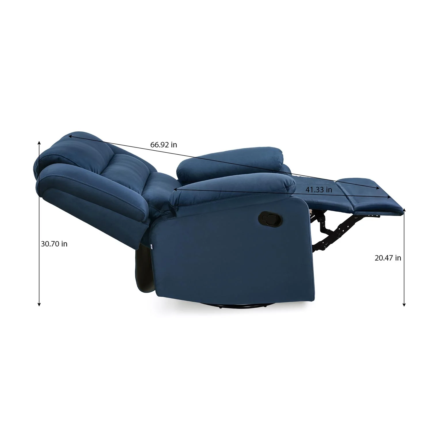 Nilkamal Sierra 1 Seater Rocker & Swivel Recliner Sofa (Blue) - Image 9