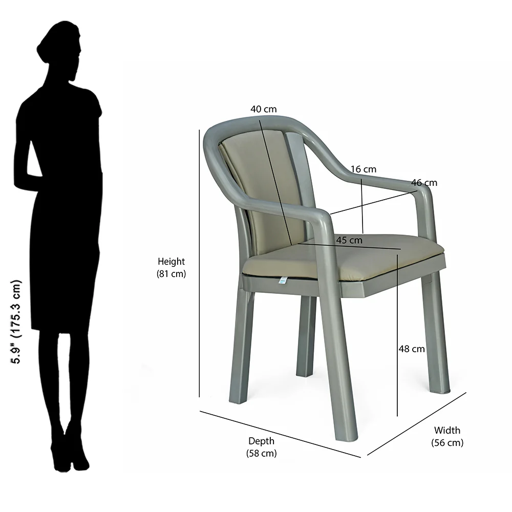 Nilkamal Signature Chair with with Metallic Look and Light Beige Cushion - Image 8