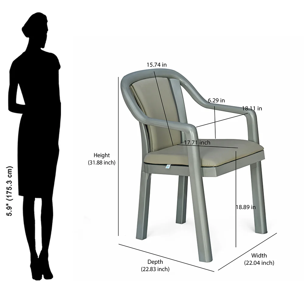 Nilkamal Signature Chair with with Metallic Look and Light Beige Cushion - Image 9