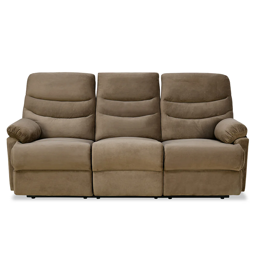 Nilkamal Skelton 3 Seater Manual Recliner (Velvet Brown) - Image 2