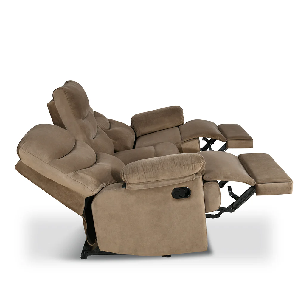 Nilkamal Skelton 3 Seater Manual Recliner (Velvet Brown) - Image 6
