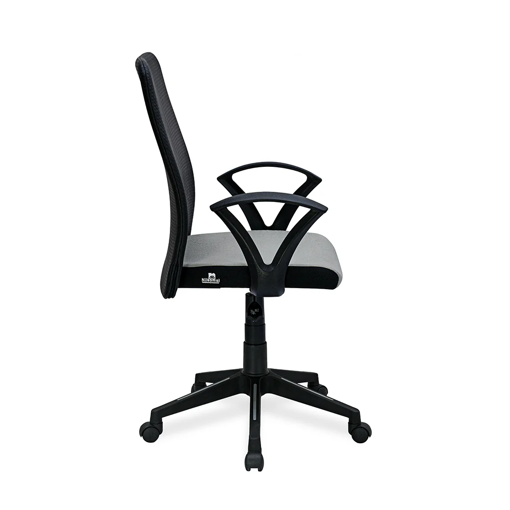 Nilkamal Solitaire Mid Back Chair (Grey/Black) - Image 4