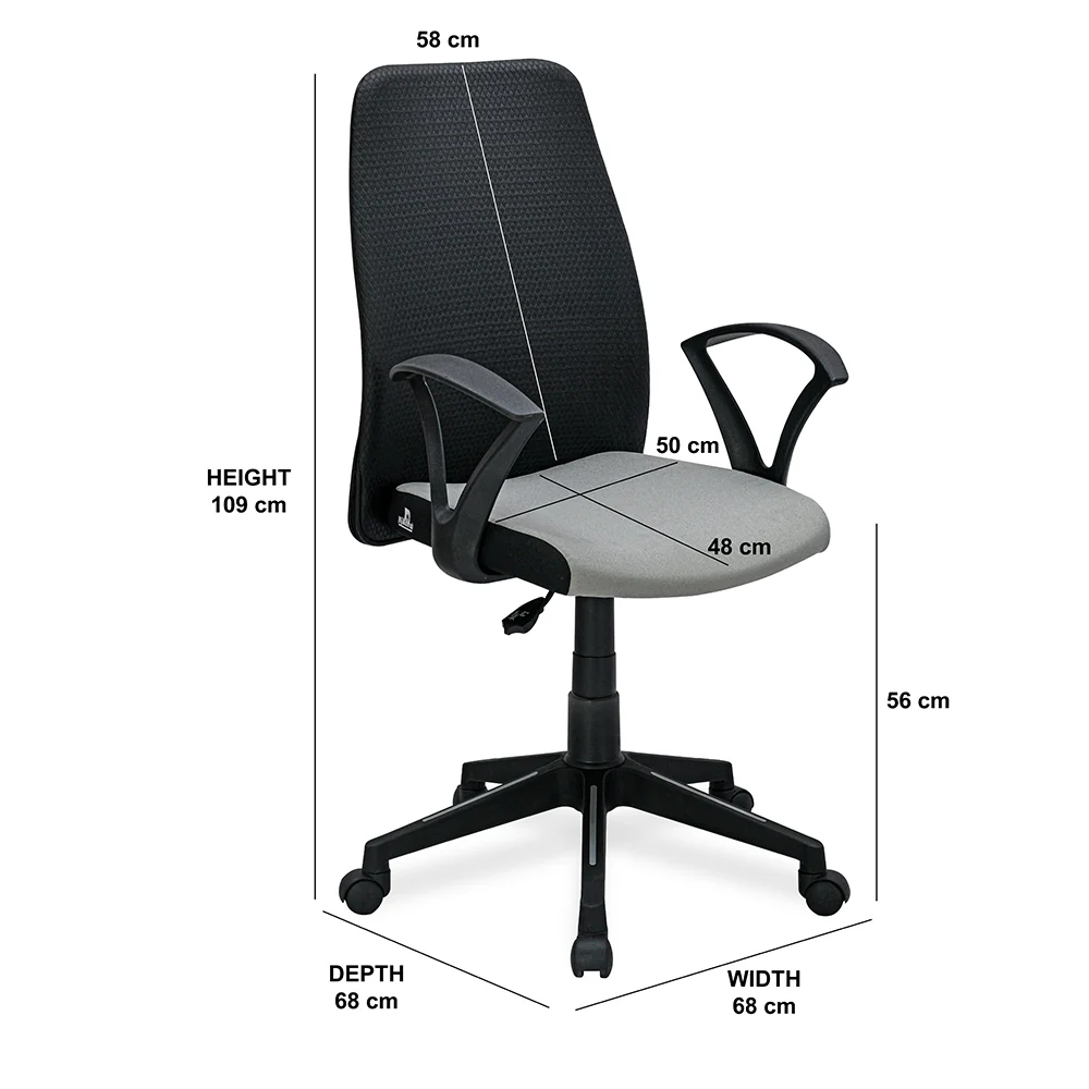 Nilkamal Solitaire Mid Back Chair (Grey/Black) - Image 8