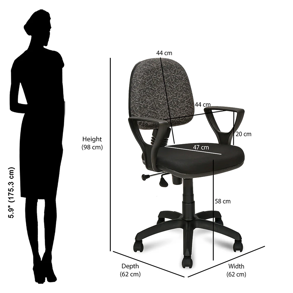 Nilkamal Soren Mid Back Cushion Office Chair (Black) - Image 8