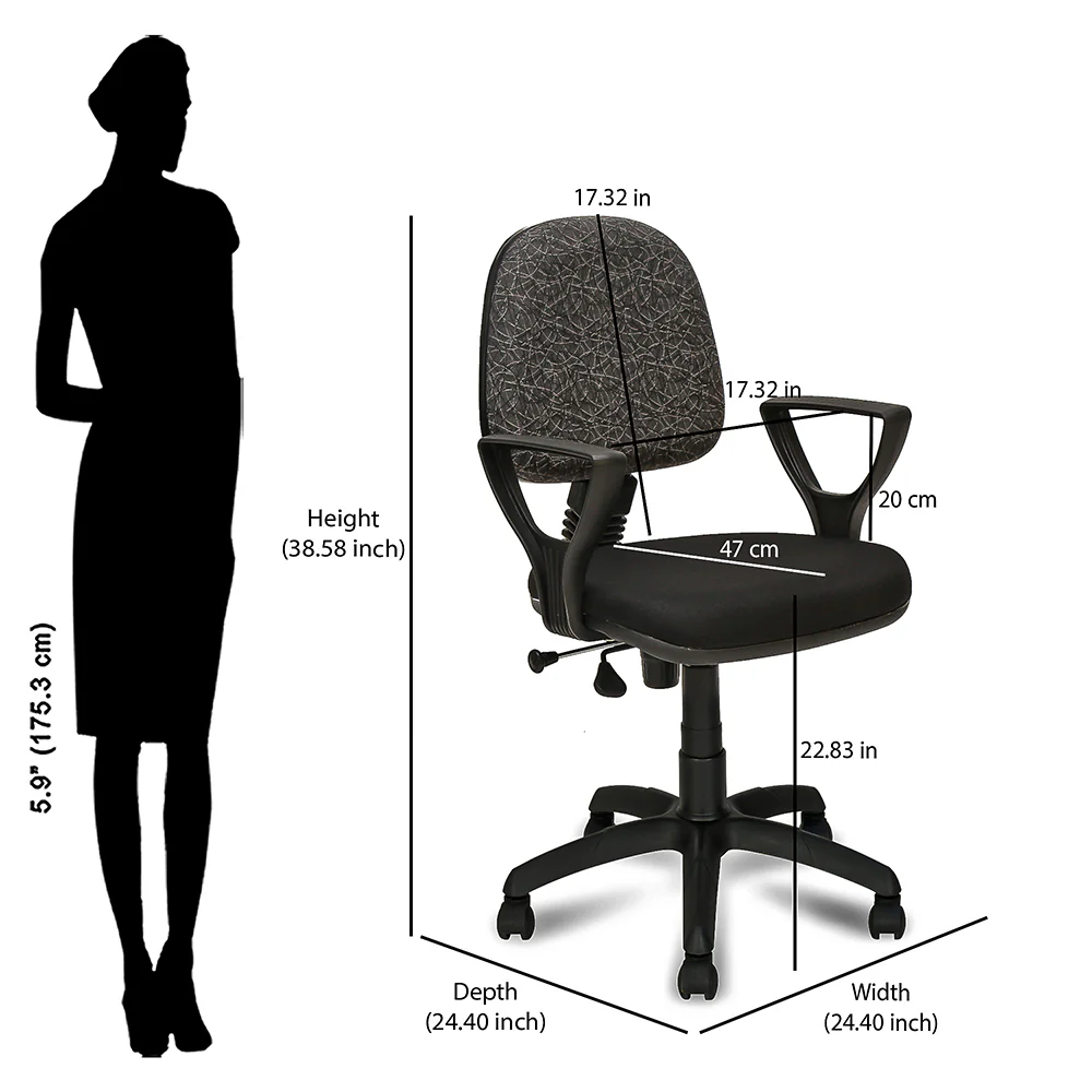 Nilkamal Soren Mid Back Cushion Office Chair (Black) - Image 9