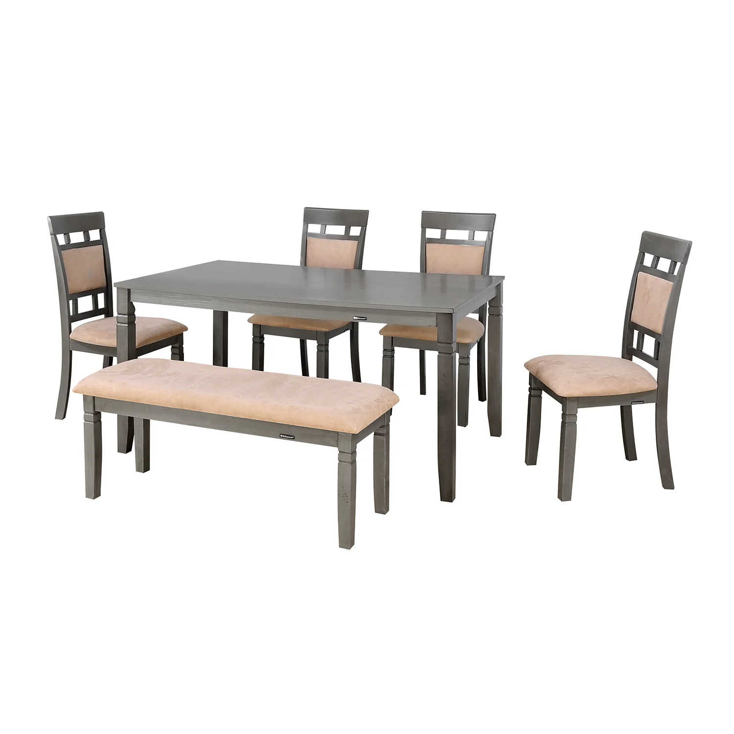 Nilkamal Stanfield 6 Seater Dining Set with Bench (Grey) - Image 2