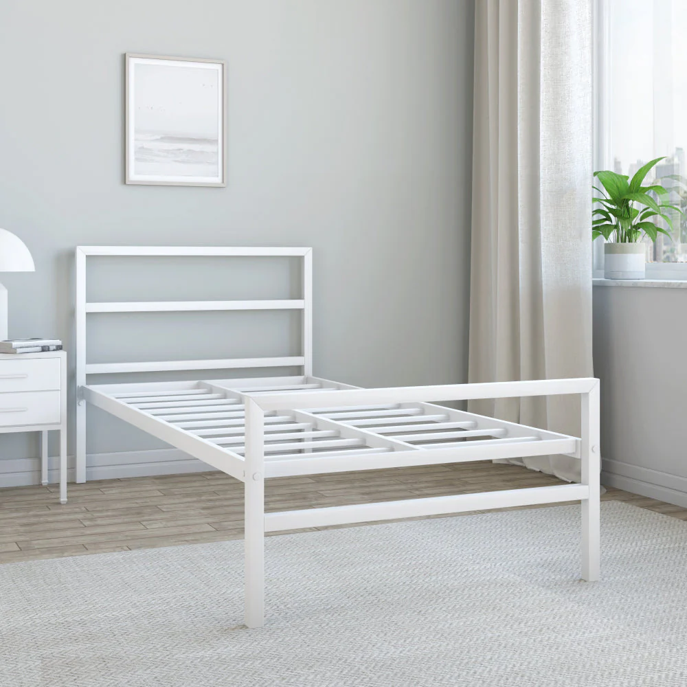 Nilkamal Striker Metal Single Bed (White) - Image 2