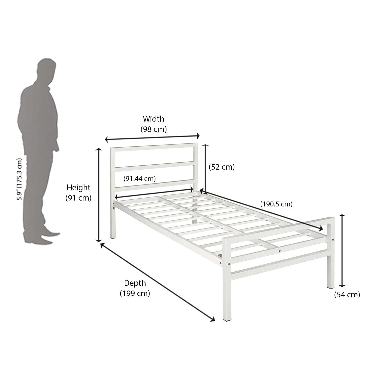 Nilkamal Striker Metal Single Bed (White) - Image 3
