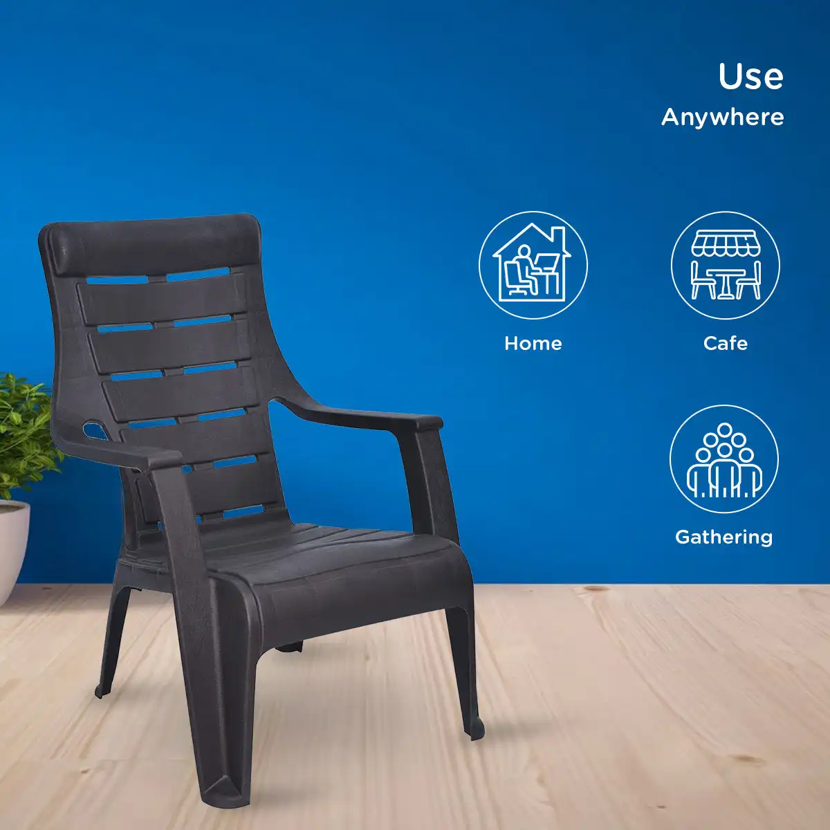 Nilkamal Sunday Plastic Arm Chair (Weather Brown) - Image 4