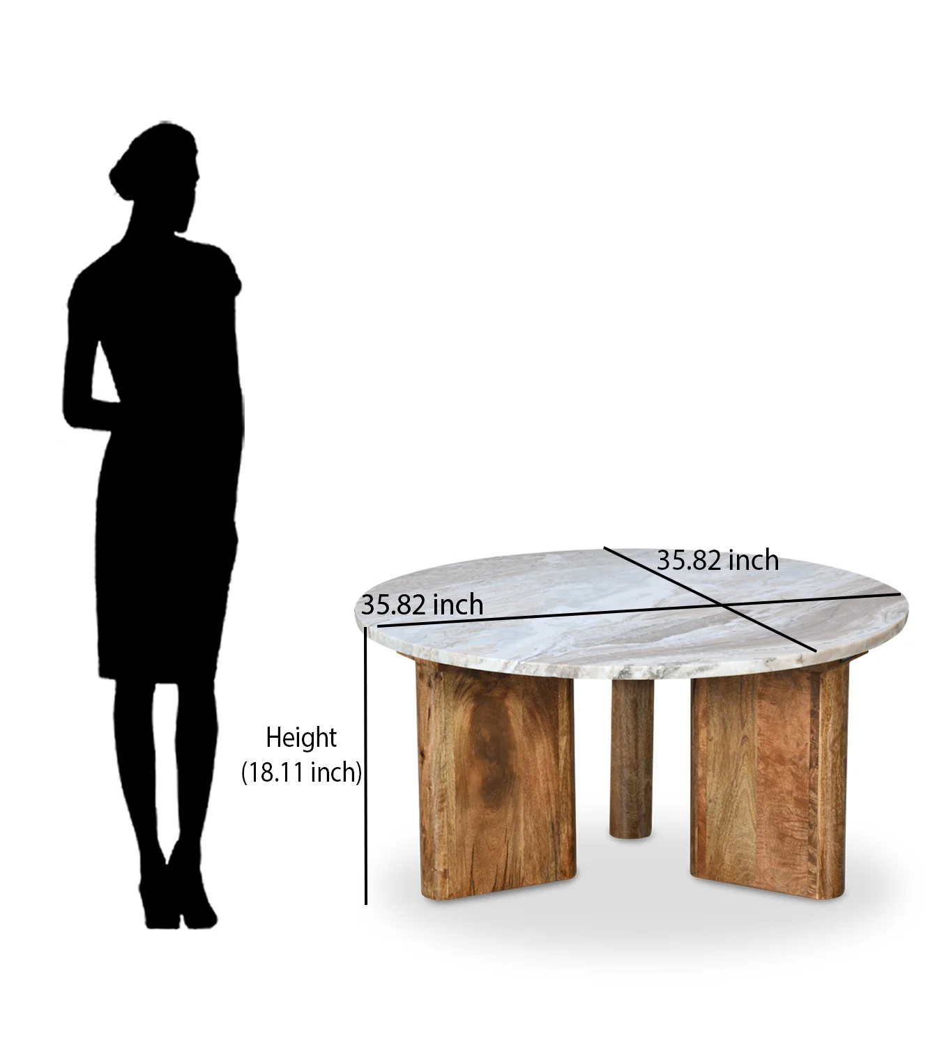 Nilkamal Taurus Marble Top Handicraft Coffee Table (Natural Honey) - Image 9